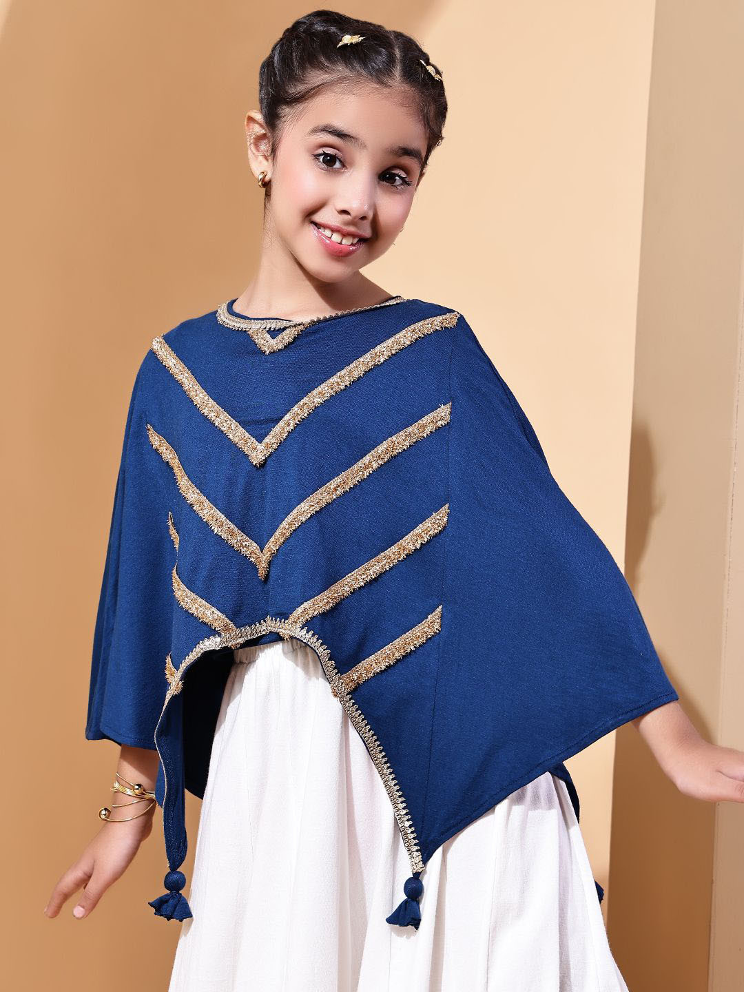 Baawri Girls Solid Lace Inserts Cape Tops With Inner