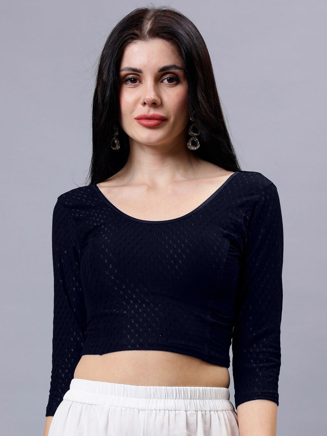 Plus Size Woven Designed  Saree Blouse