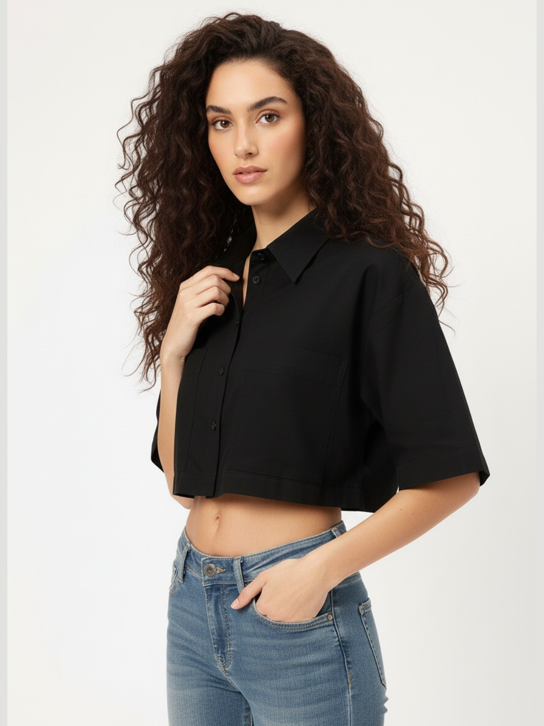 DressBerry Cozy Canvas Crop Shirt