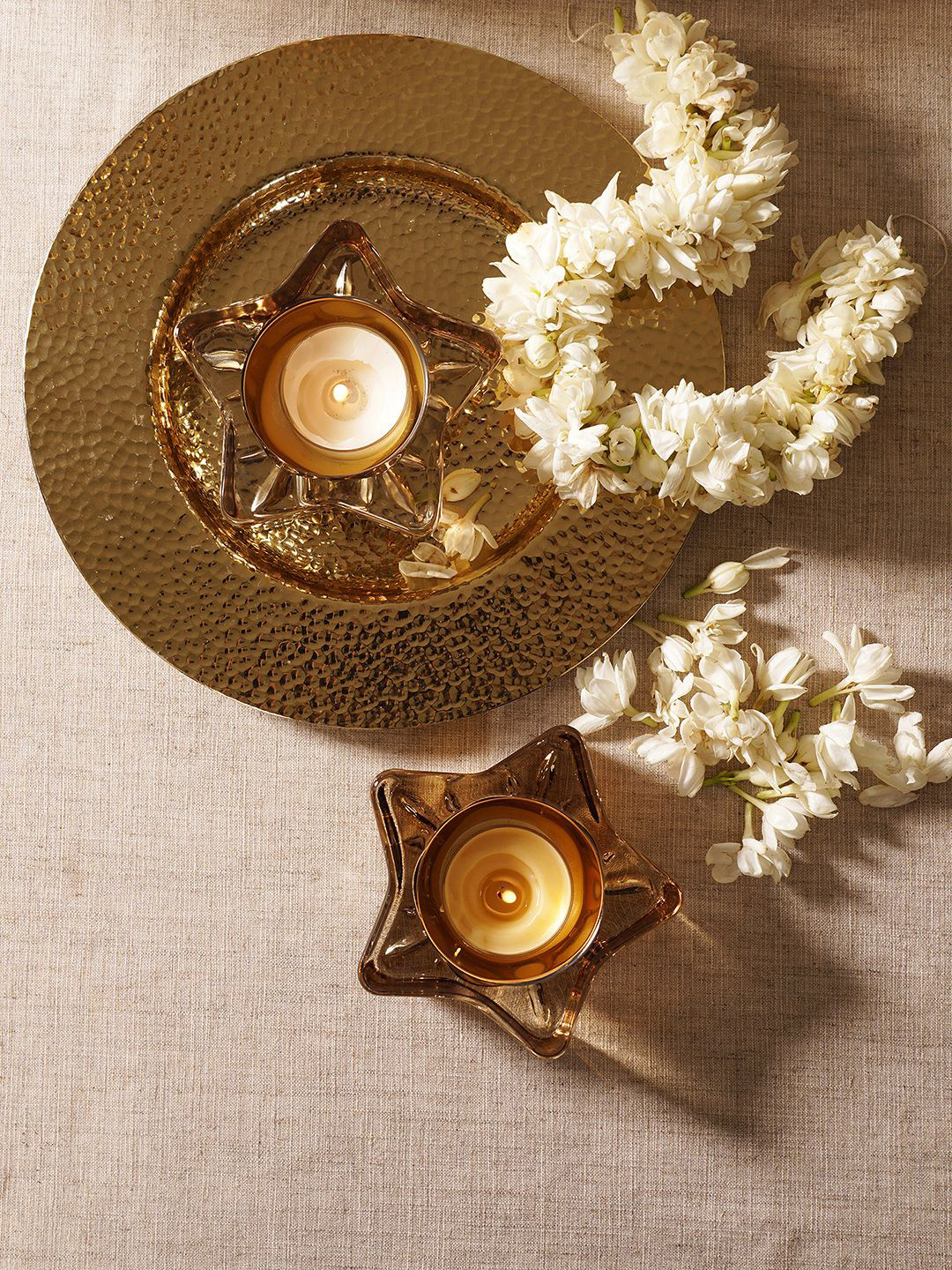 Pure Home and Living Gold-Toned 2 Pieces Star Shaped Tealight Candle Holder