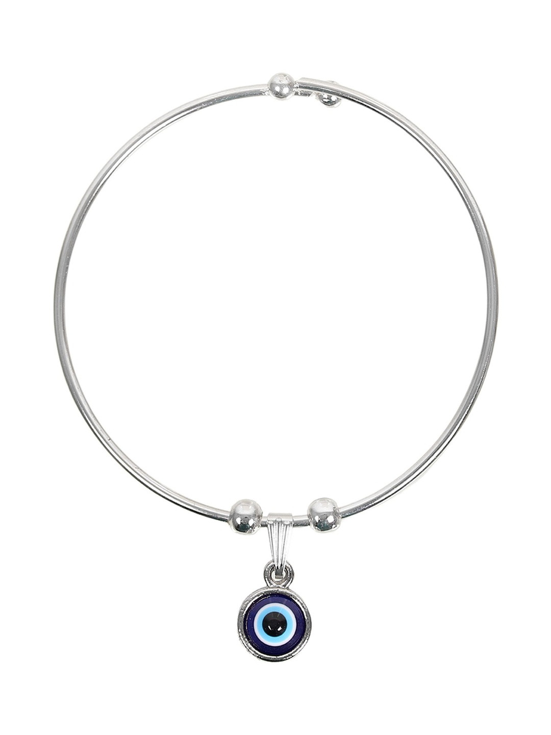 Vientiq Men Silver-Plated Evil Eye Nazariya Cuff Bracelet