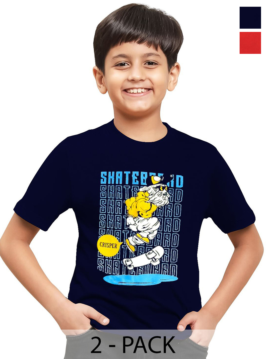 Crisper Boys Graphic Printed Pack Of 2 Cotton T-shirt