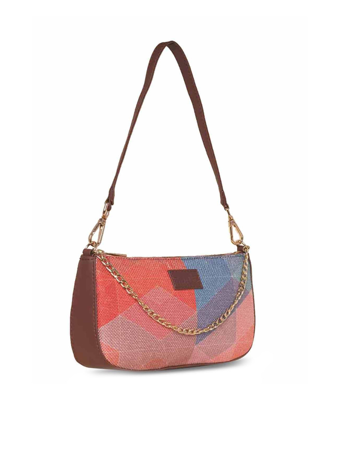 ZOUK Printed Structured Baguette Bag Handbags