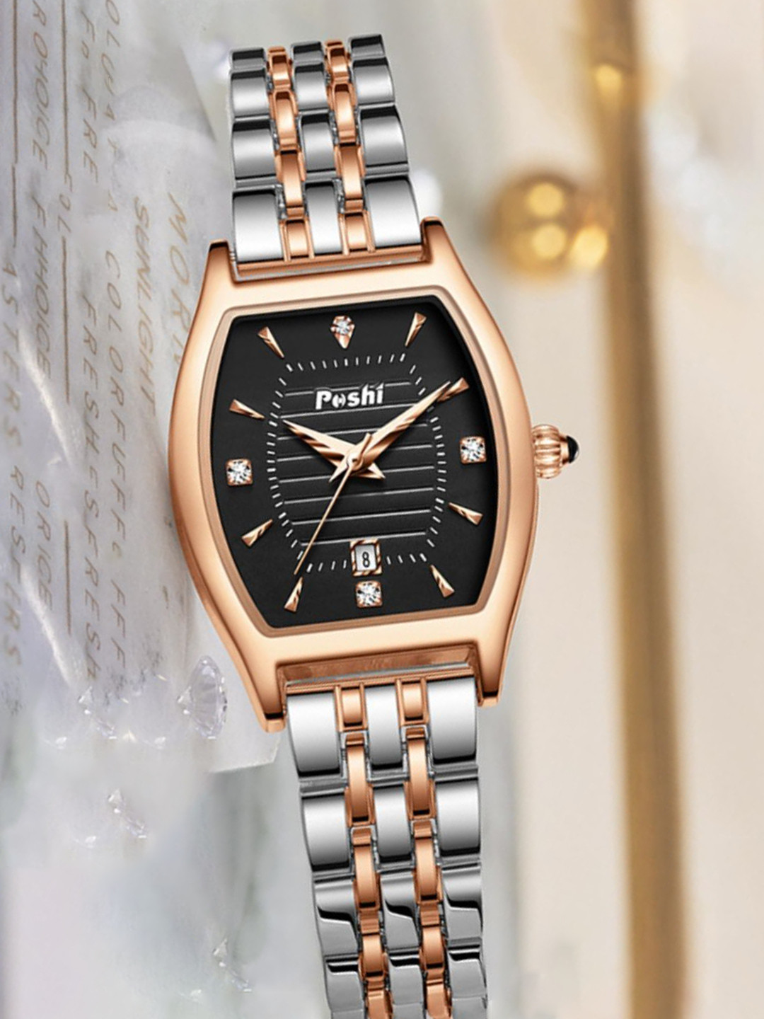 Poshi Women Rectangular Dial & Straps Analogue Watch POSW5-940252140026-BLACK