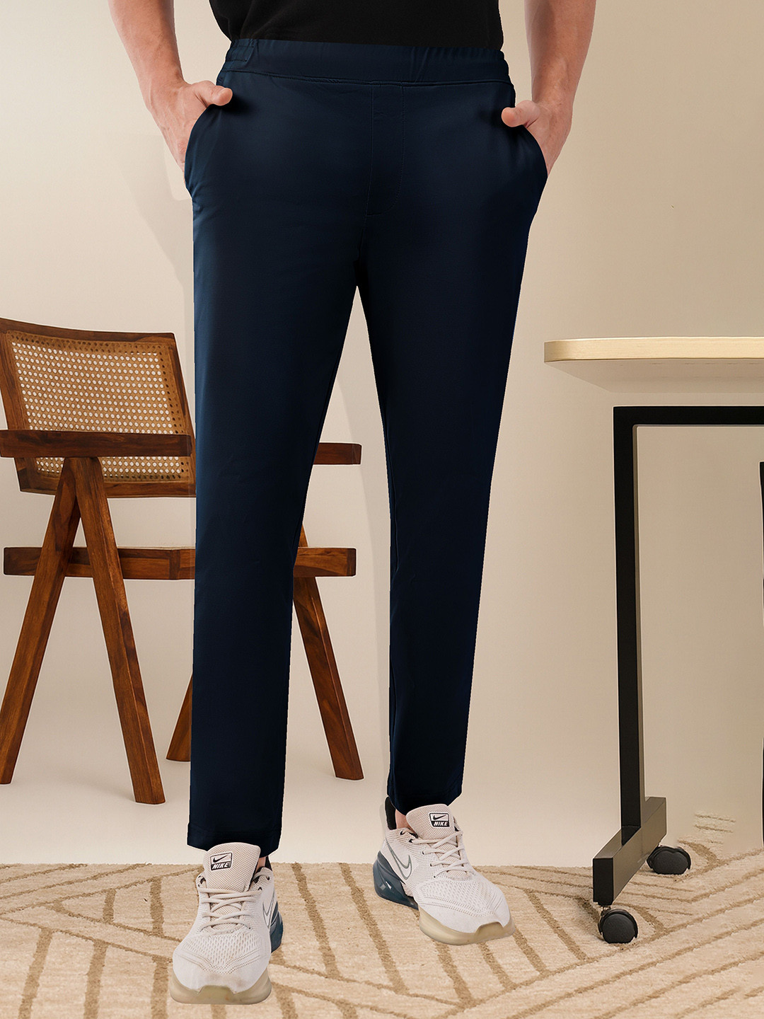 Integration Men Power Stretch Elasticated Waistband Comfy Travel Trousers