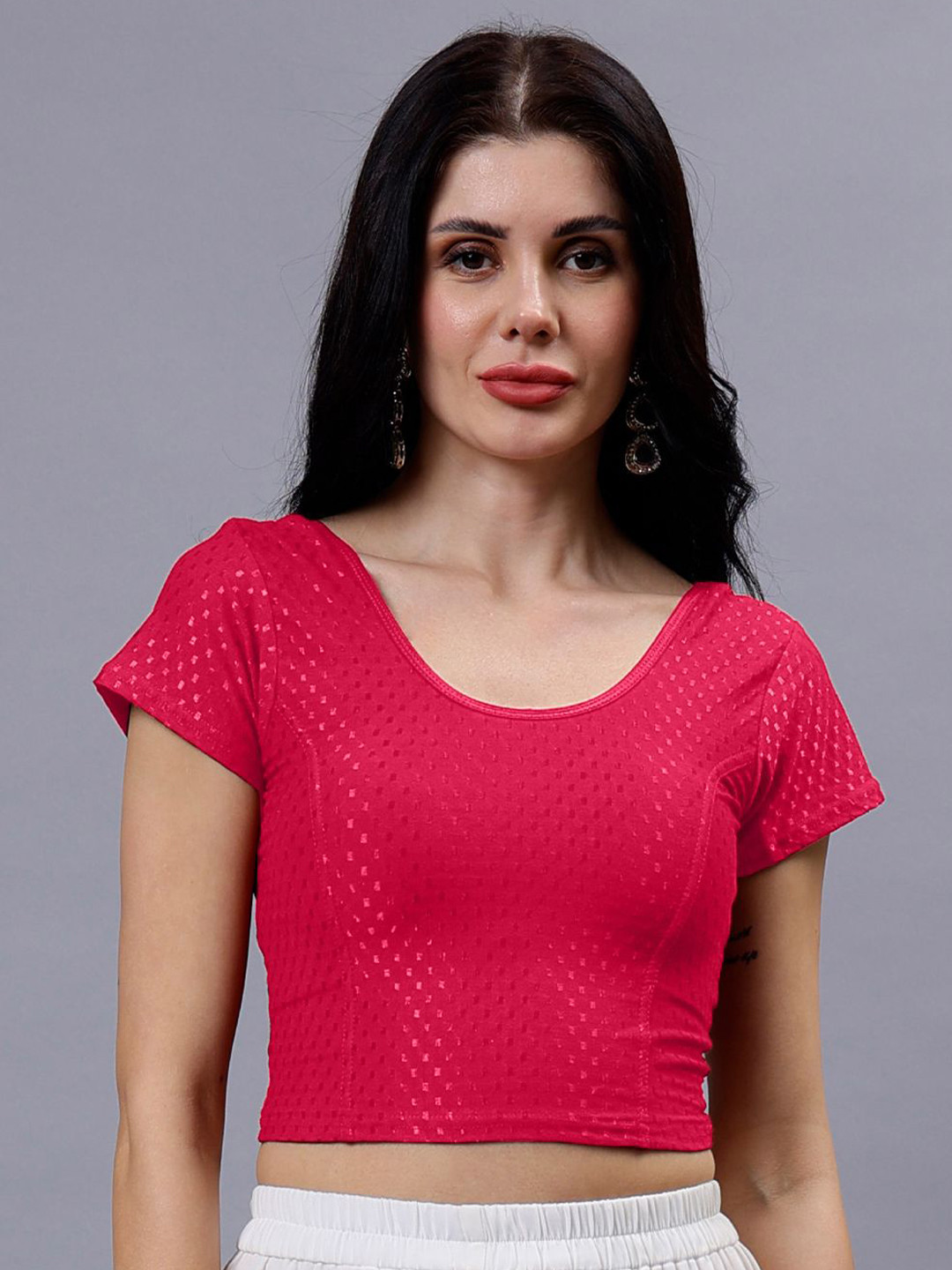 Plus Size Woven-Designed Saree Blouse