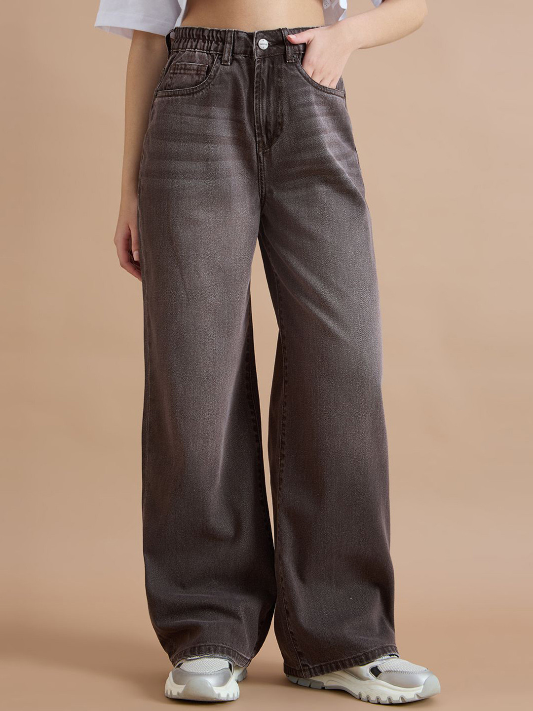 TARAMA Women Wide Leg High-Rise Light Fade Jeans
