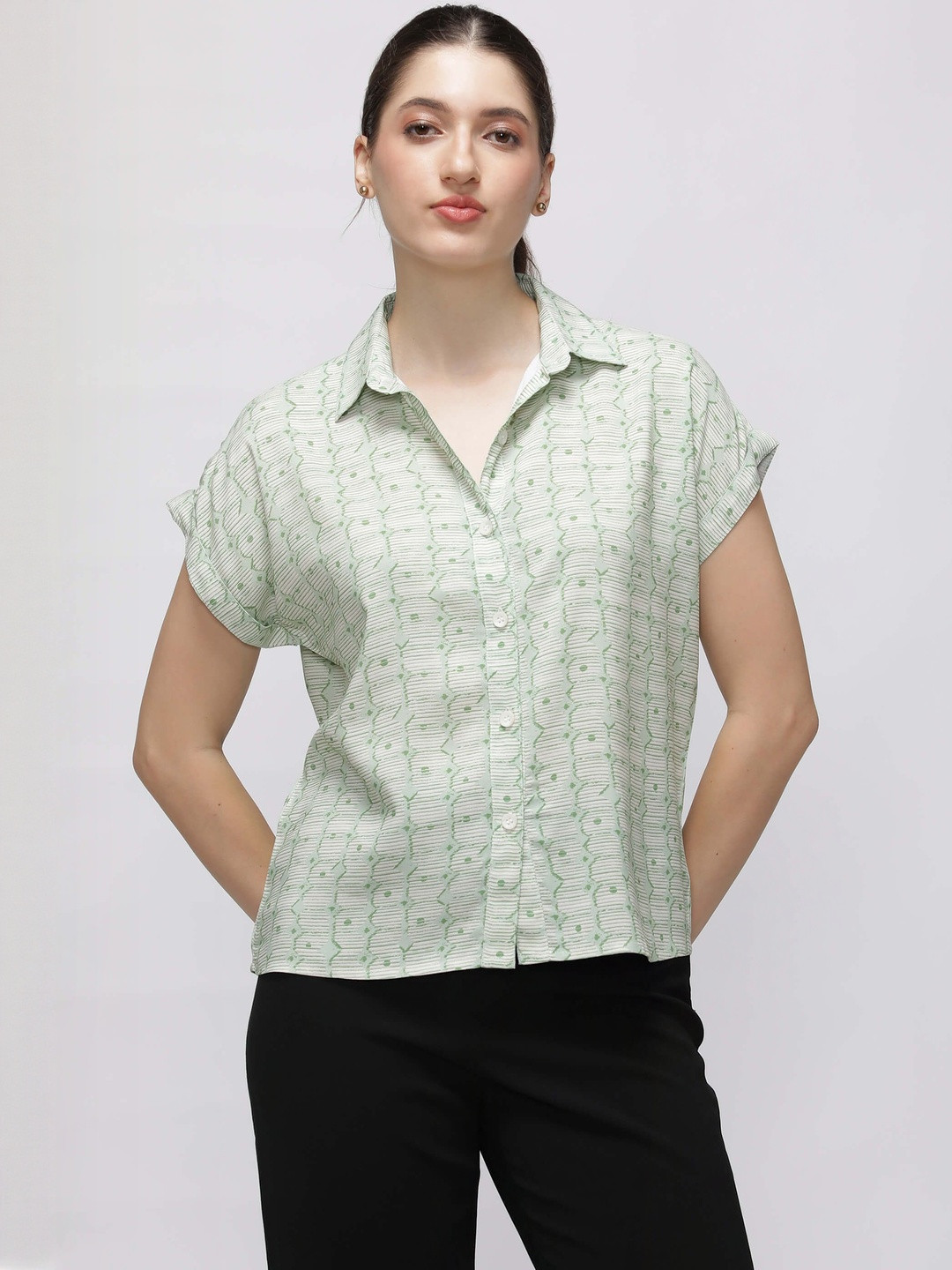 IDK Print Shirt Style Geometric Crop Top