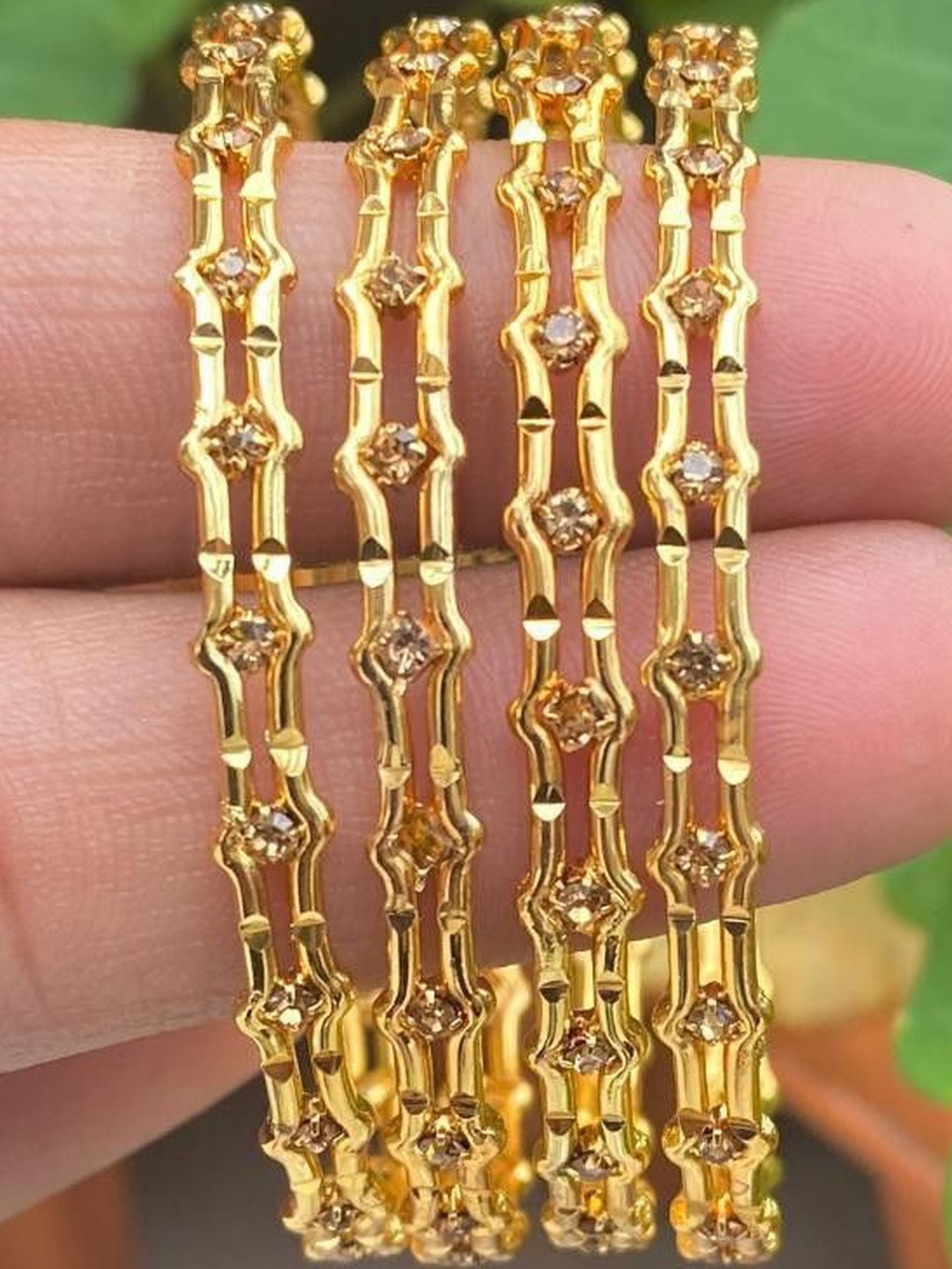 MAA sitala store Women Set of 4 Gold-Plated Bangle Sets