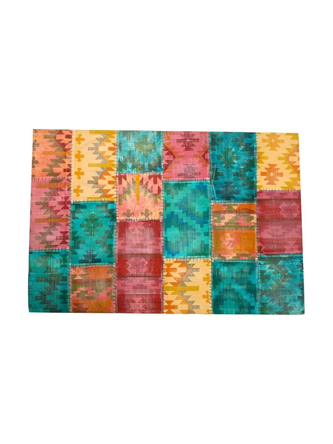 Tokiyo Yellow & Red Boho Mirage Flatweave Area Rug Floor Mat Dhurrie