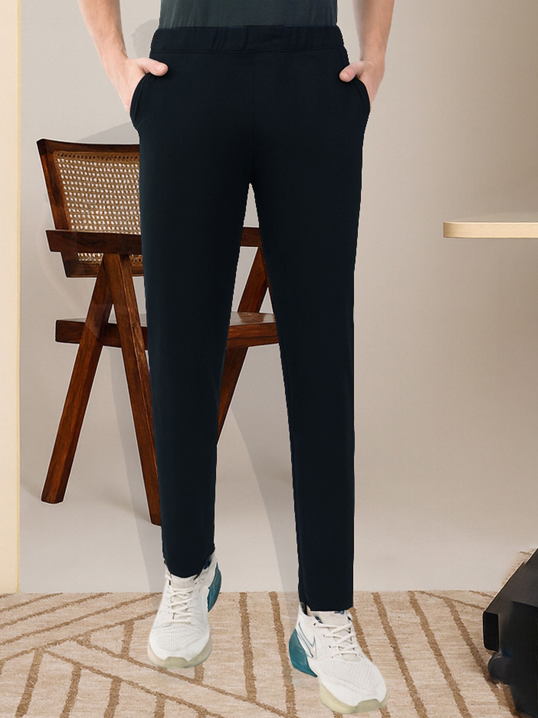 Integration Men Power Stretch Elasticated Waistband Comfy Travel Trousers