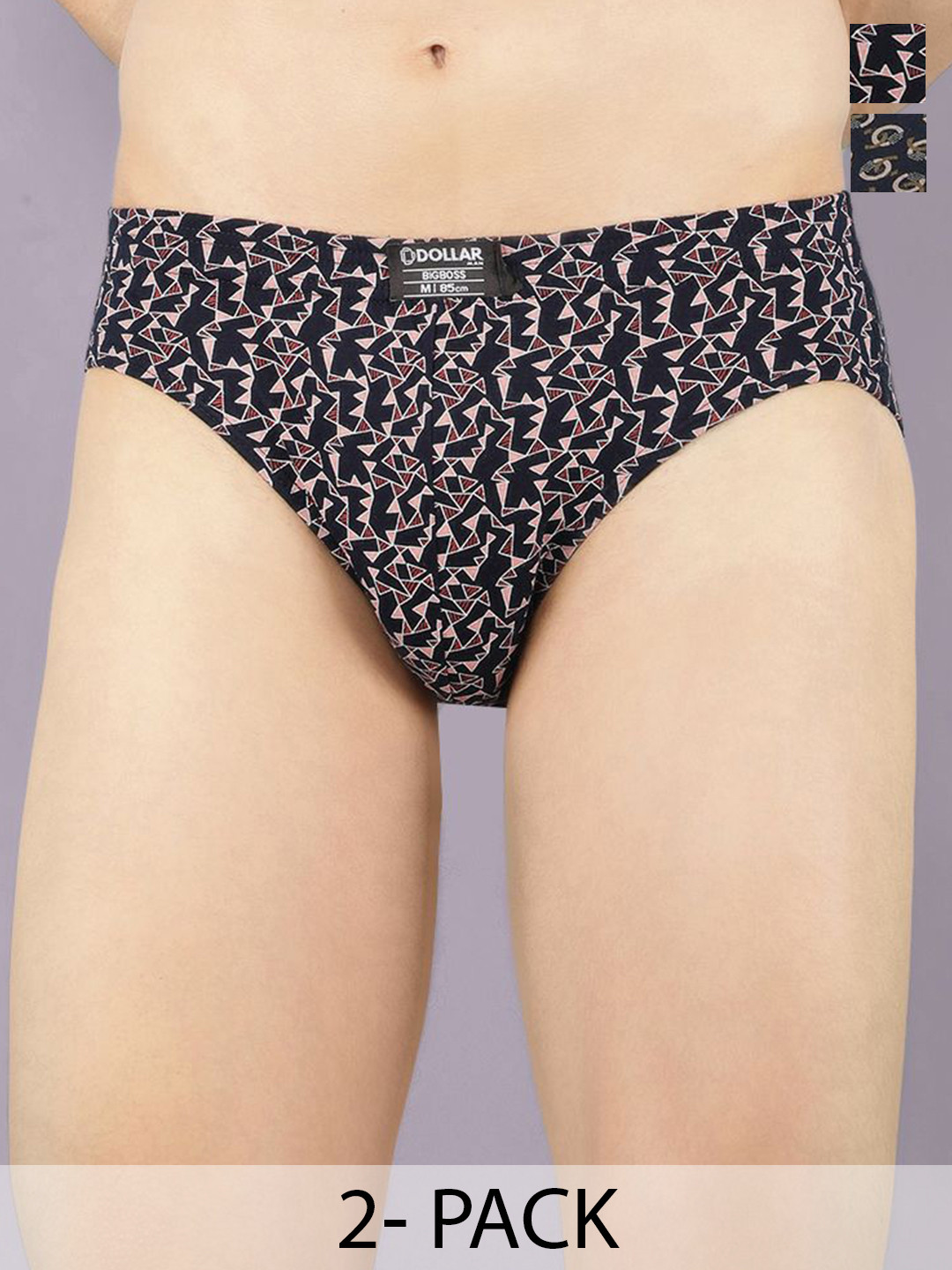 Dollar Bigboss Men's Abstract Printed Pack of 2 Low-Rise Basic Brief
