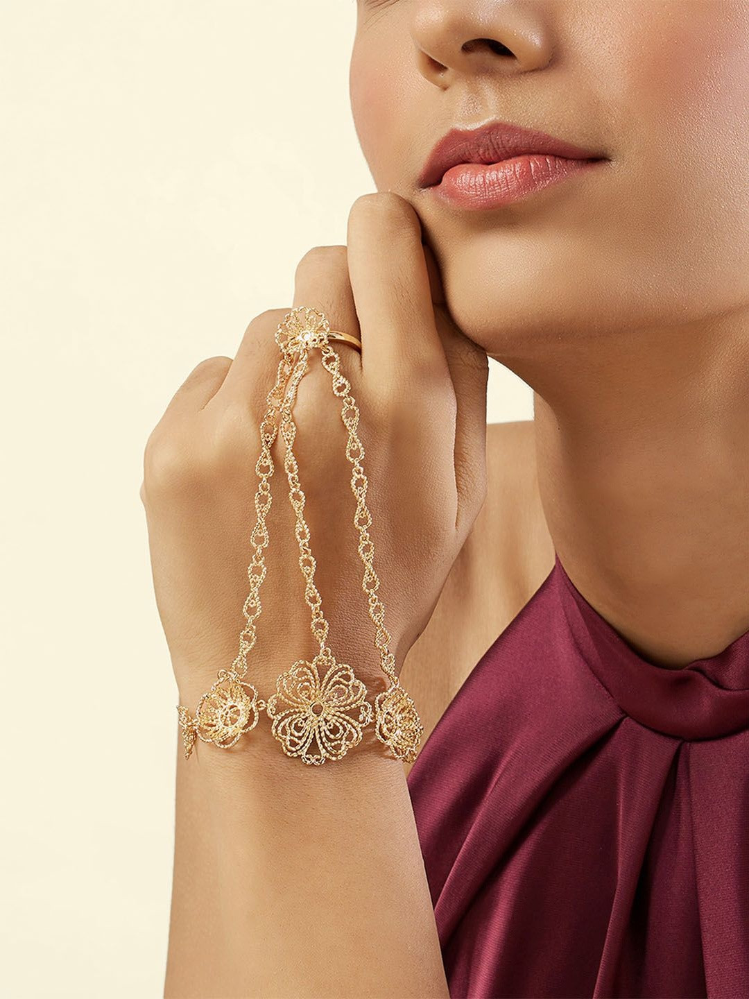 Isharya Women 18Kt Gold-Plated Hand Harness Link Bracelet