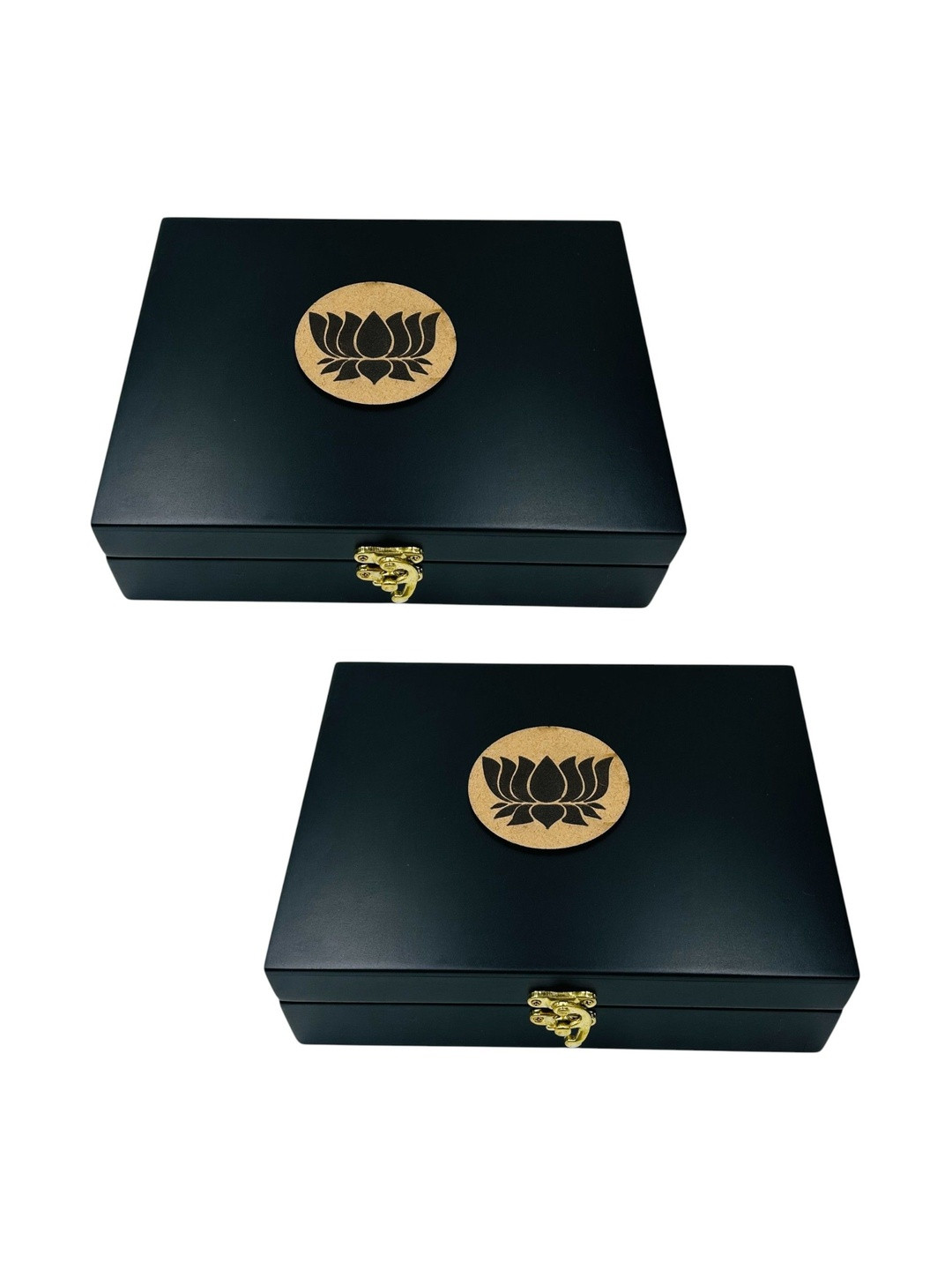 Angira handicrafts Black & Brown 2 Pieces Wooden Multipurpose Storage Boxes