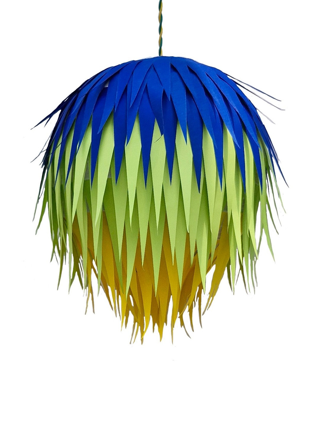 Designers Collection Blue & Green Colourblocked Paper Ceiling Lamp