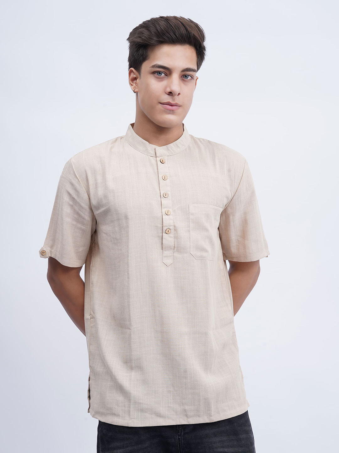 Cot'N Soft Men Mandarin Collar Dobby Cotton Kurta