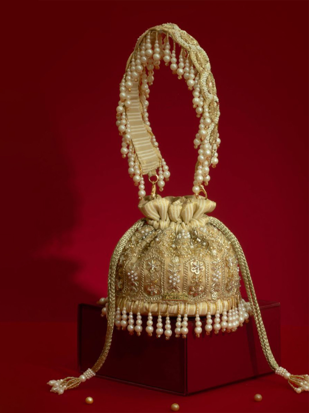 AMYRA Women Sehra Floral Embellished Party Mini Potli Bag