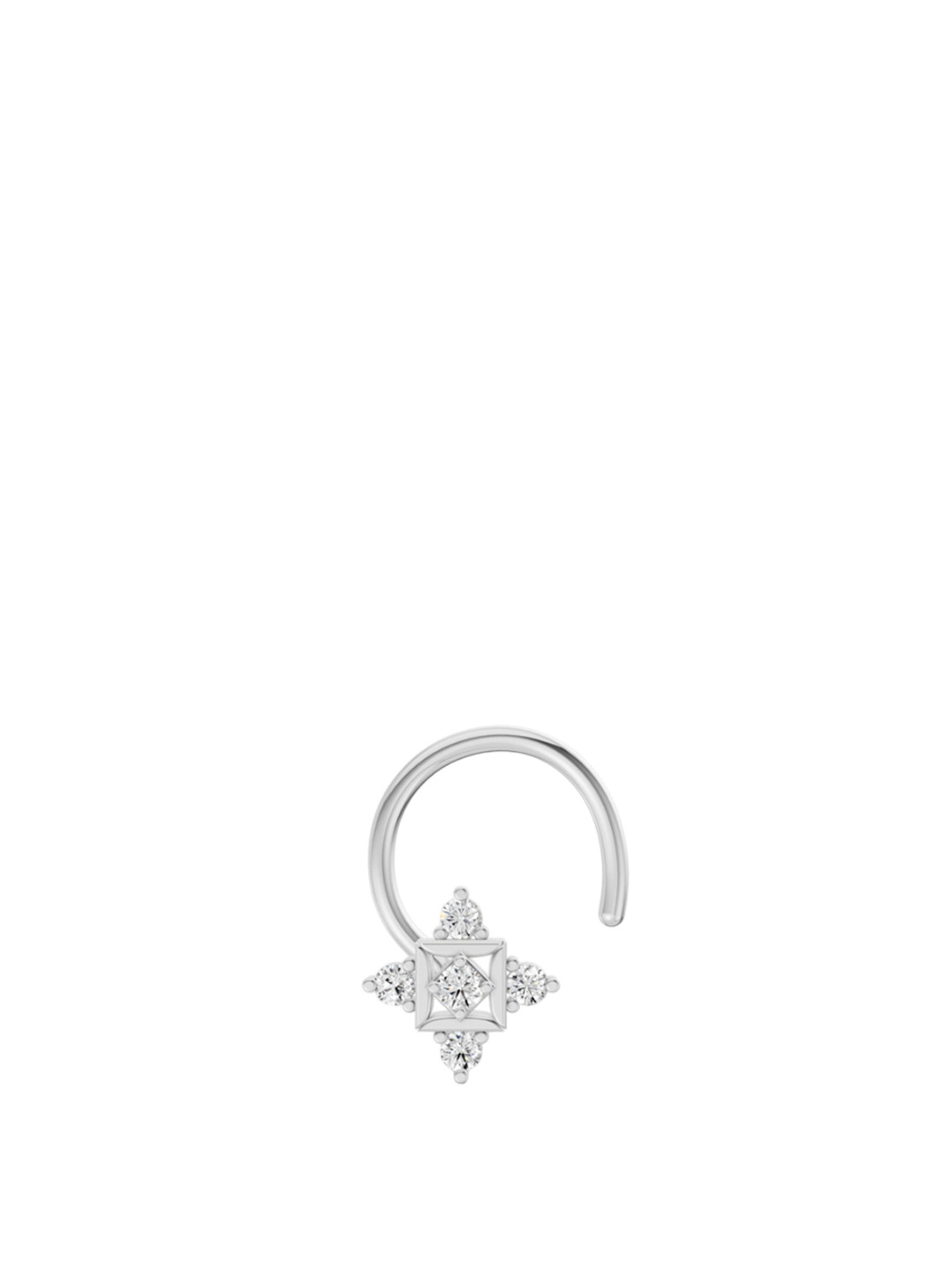 Sparkles 14 KT White Gold Nosepin With 0.02 Carat Round Shape Lab Grown Diamonds- 0.34 g
