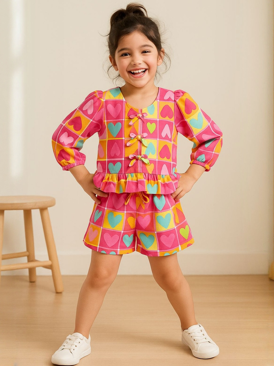 TALES & STORIES Girls Printed Top & Shorts Set