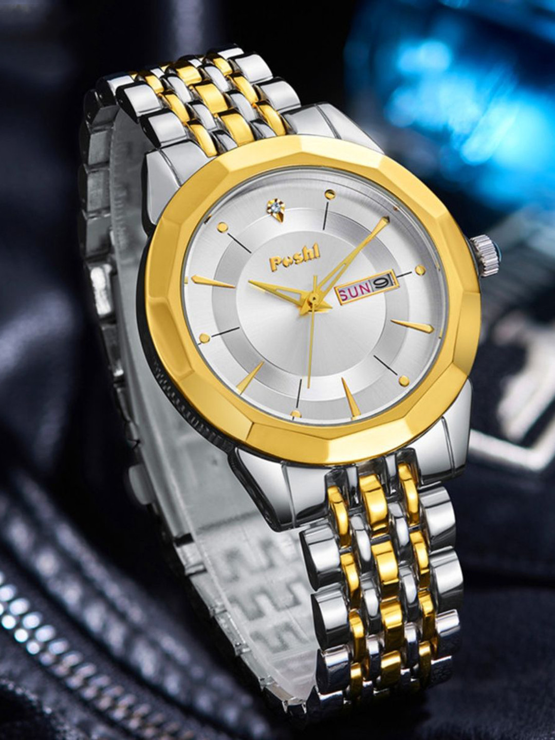 Poshi Men Dial & Stainless Steel Straps Analogue Watch POSW36-720956708785-GOLD SILVER