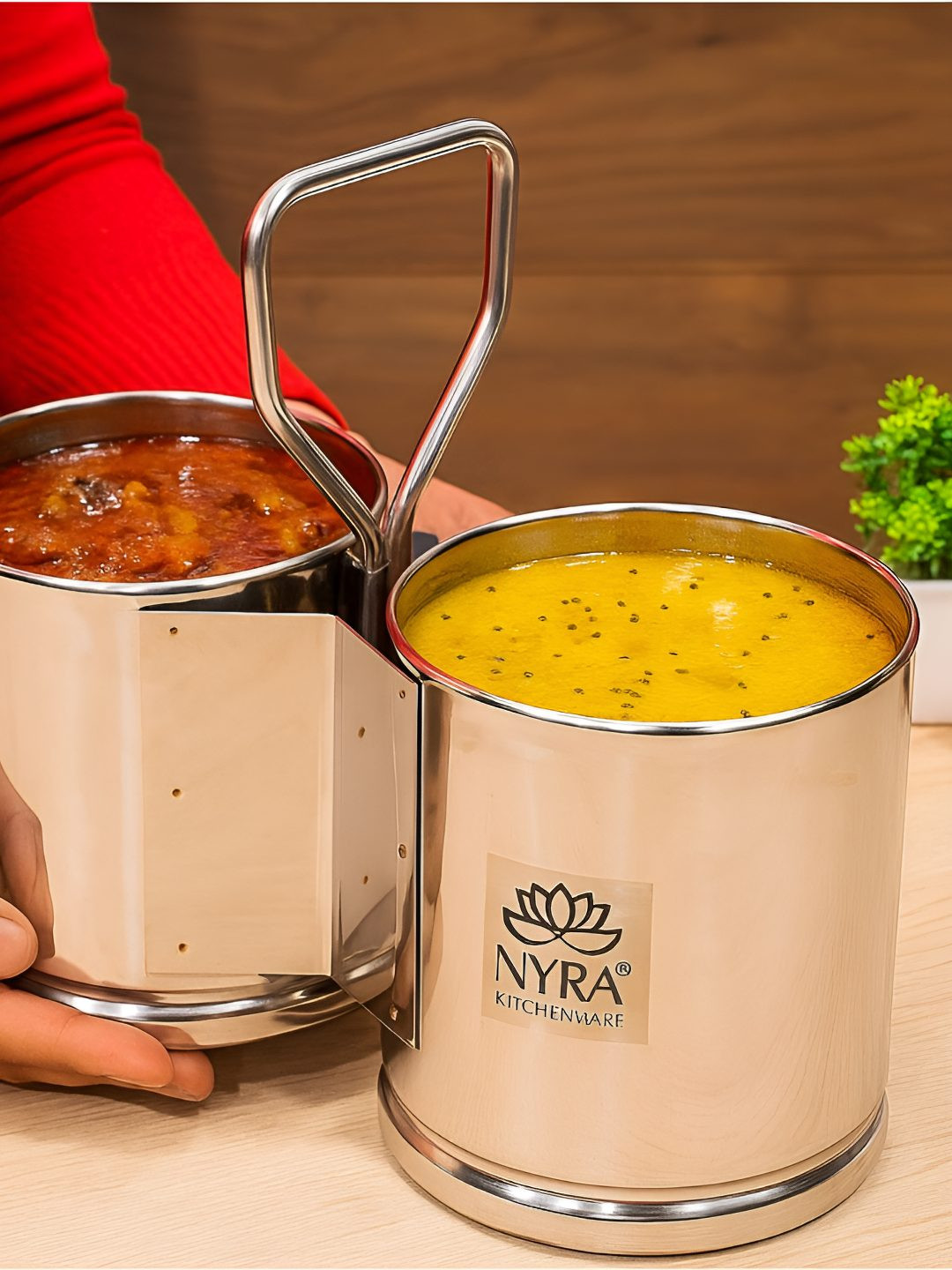 Nyra Kitchenware Steel Stainless Steel Dishwasher Safe Handheld Container 3.3: