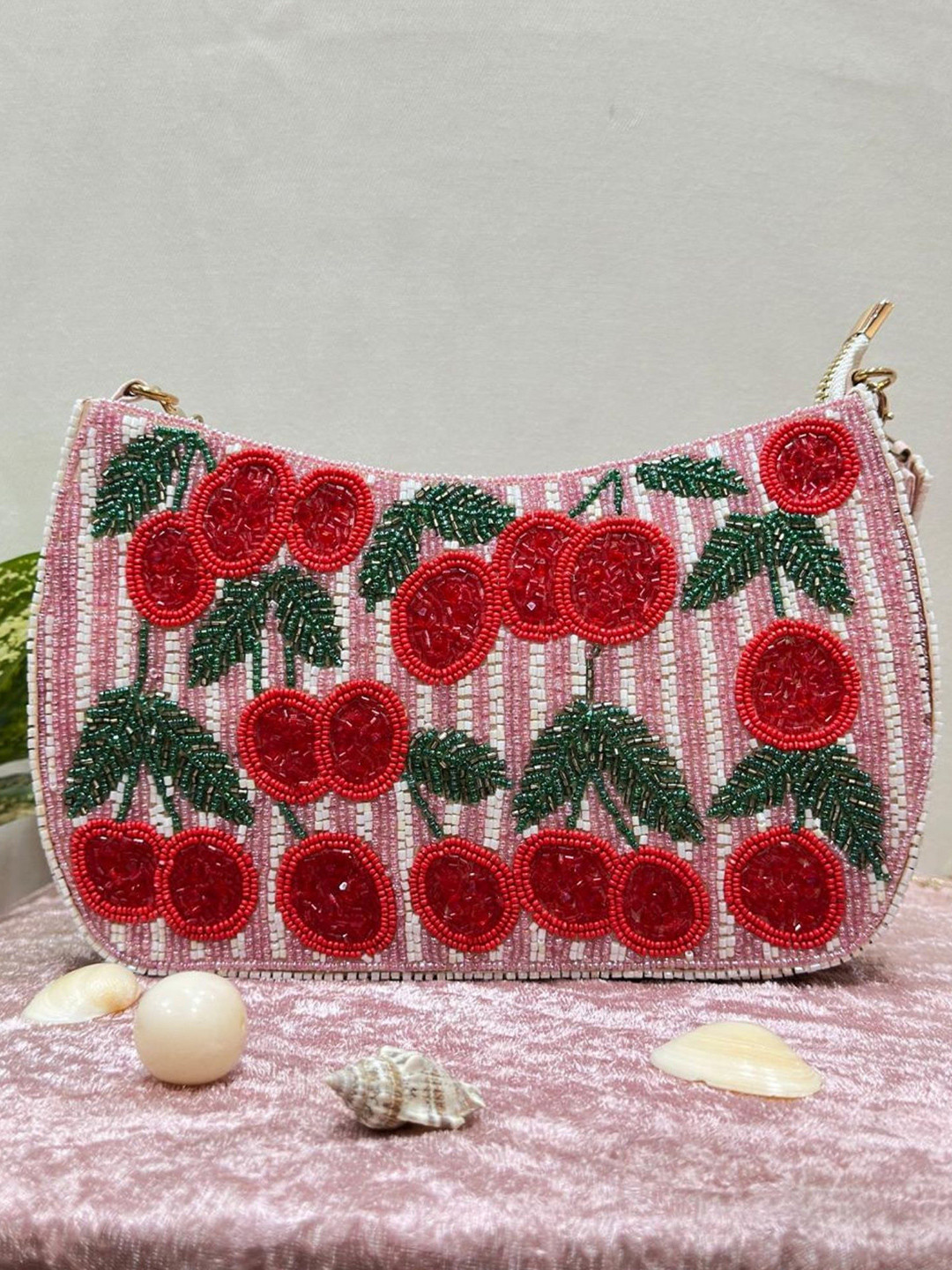 DCI Pink & Red Embellished Shoulder Strap Purse Clutch