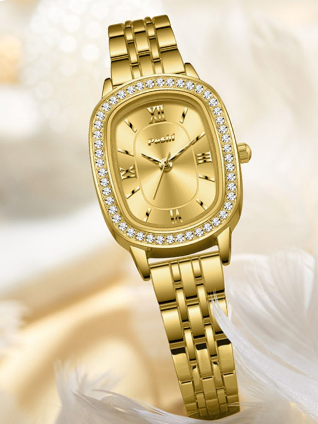 Poshi Classical Women Embellished Oval Dial Watch Analogue Watch POSW11-951311572915-GOLD