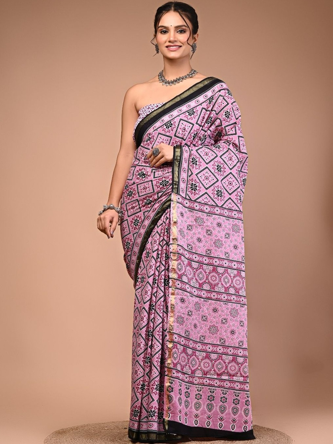 Moda Rapido Ethnic Motifs Zari Pure Cotton Ikat Saree