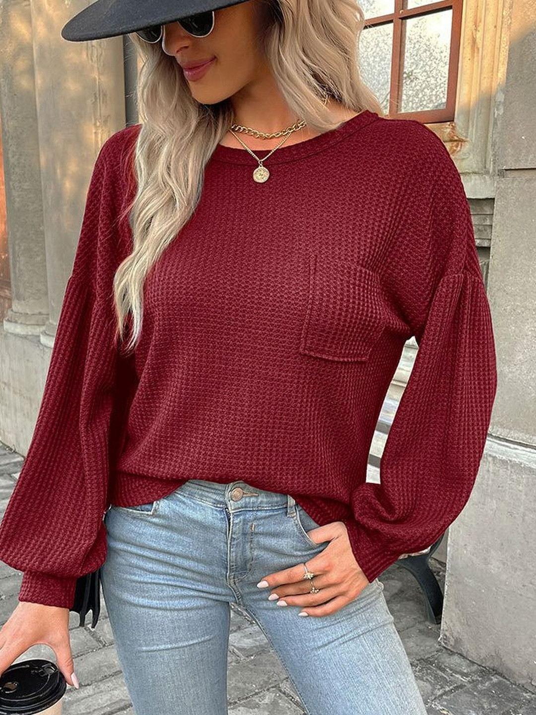 StyleCast x Revolte Women Round Neck Bishop Sleeves Regular Top