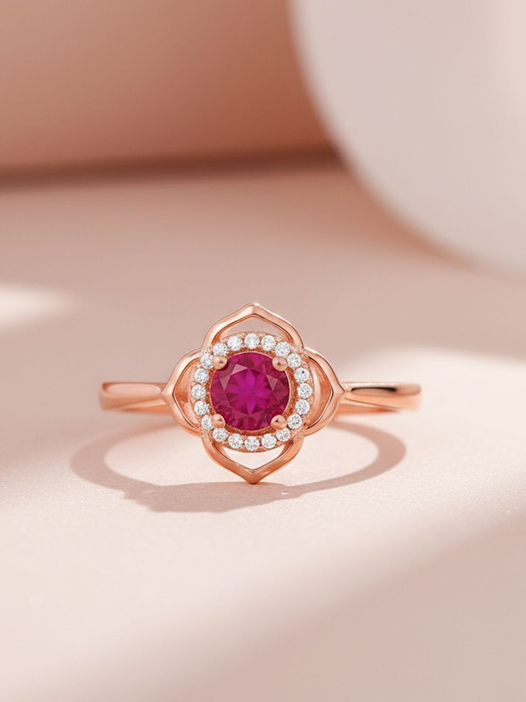 Zavya 925 Sterling Silver Rose Gold-Plated CZ-Studded The First Blush Promise Finger Ring