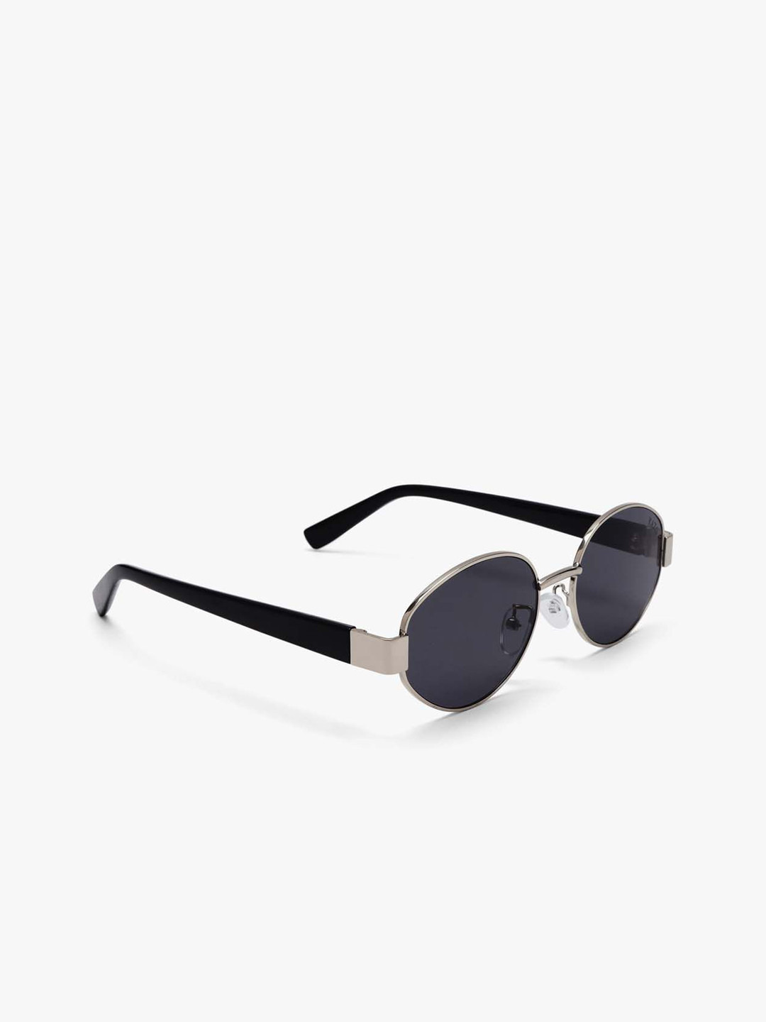 Kazo Women Muse Oval Metal Sunglasses DT0993BLACK SILVER COMBO_D