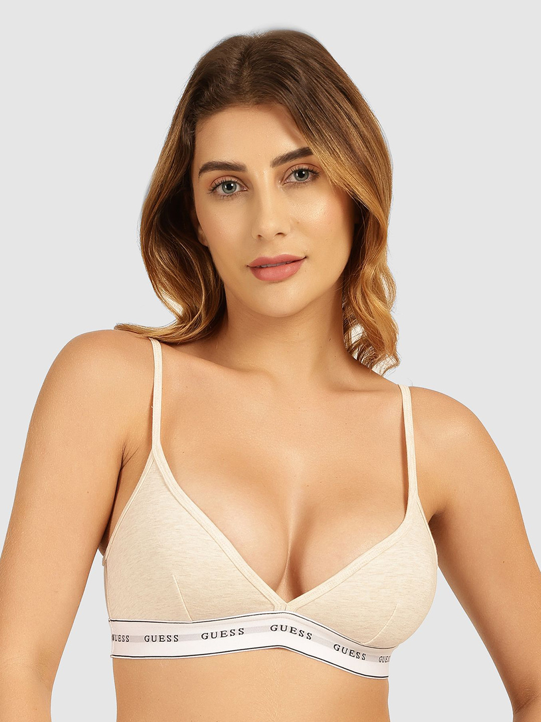 GUESS Typography Printed Medium Coverage Underwired Triangle Bra