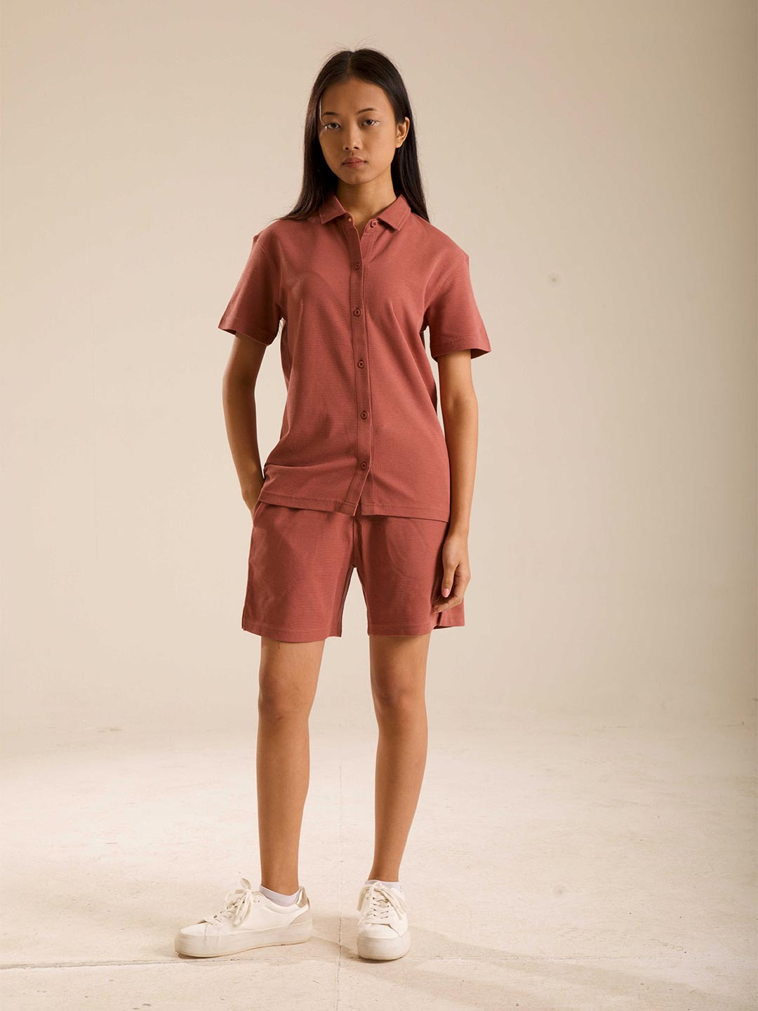 ONEWAY Self Design Shirt & Shorts Co-Ords