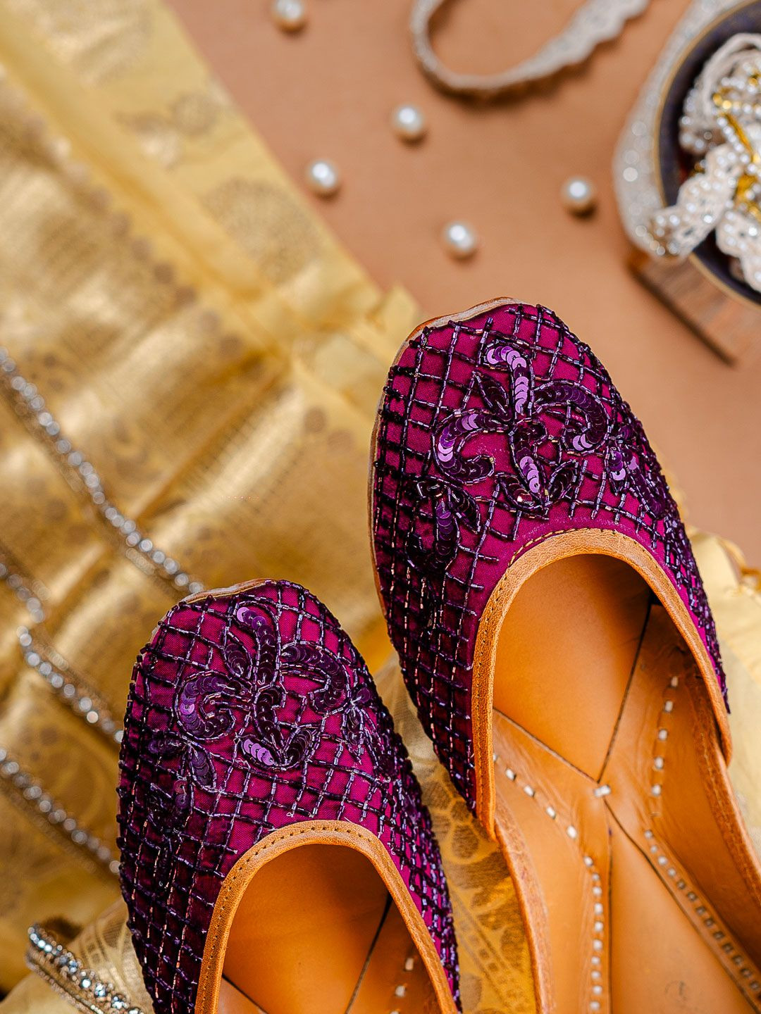 NR By Nidhi Rathi Women Embellished Handcrafted Embroidered Ethnic Mojaris