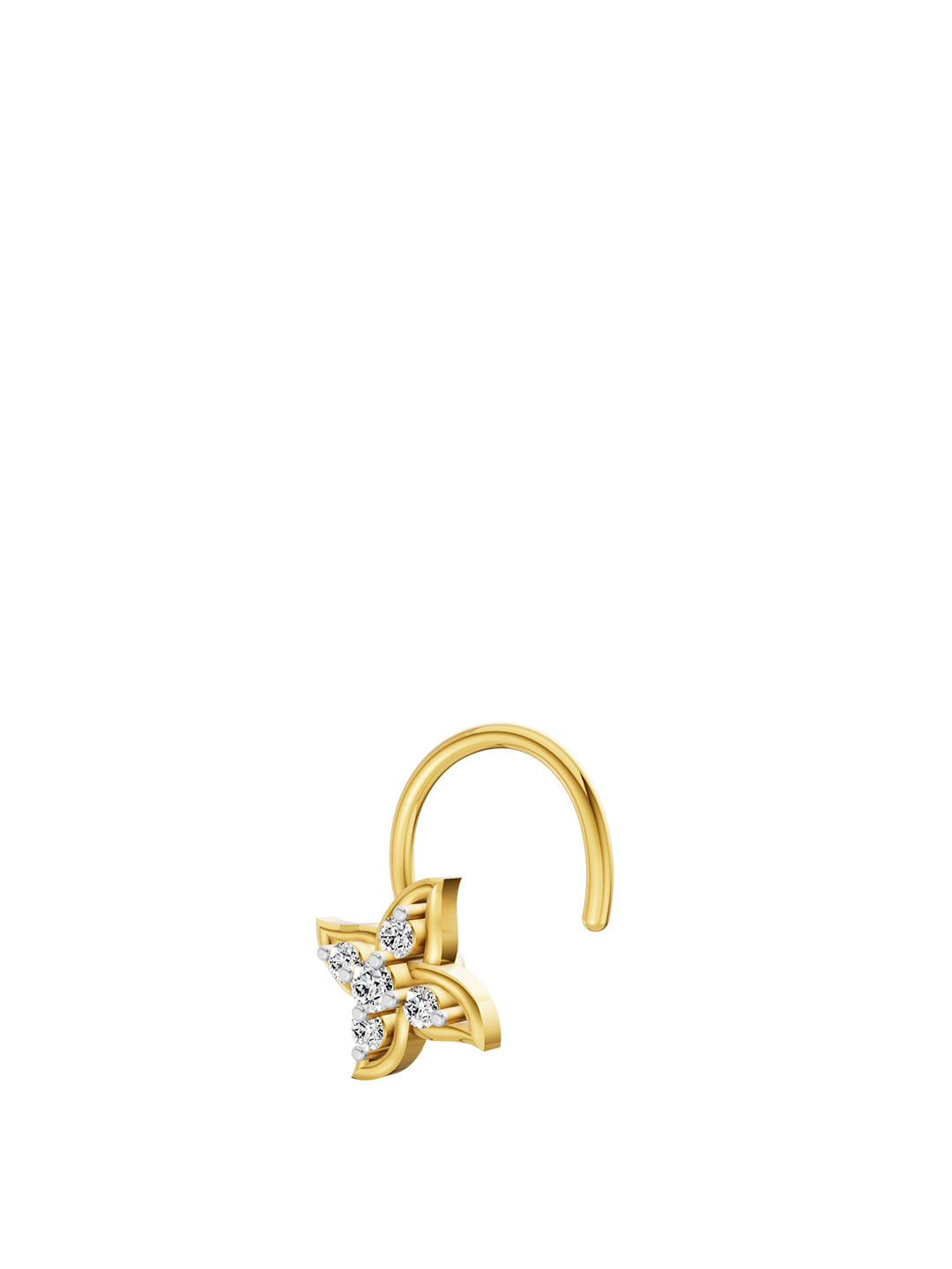 Sparkles 14 KT Gold Nosepin With 0.04 Carat Round Shape Floral Lab Grown Diamonds- 0.48 g