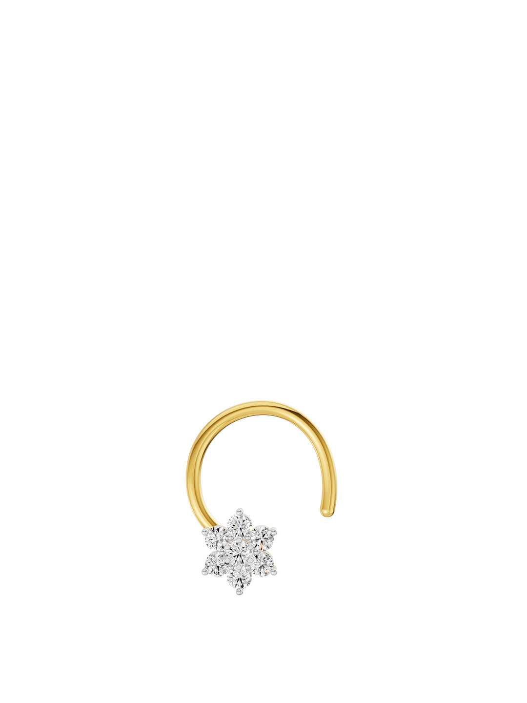 Sparkles Women 14 KT Gold Nosepin With 0.07 Carat Round Floral Lab Grown Diamonds- 0.58 g