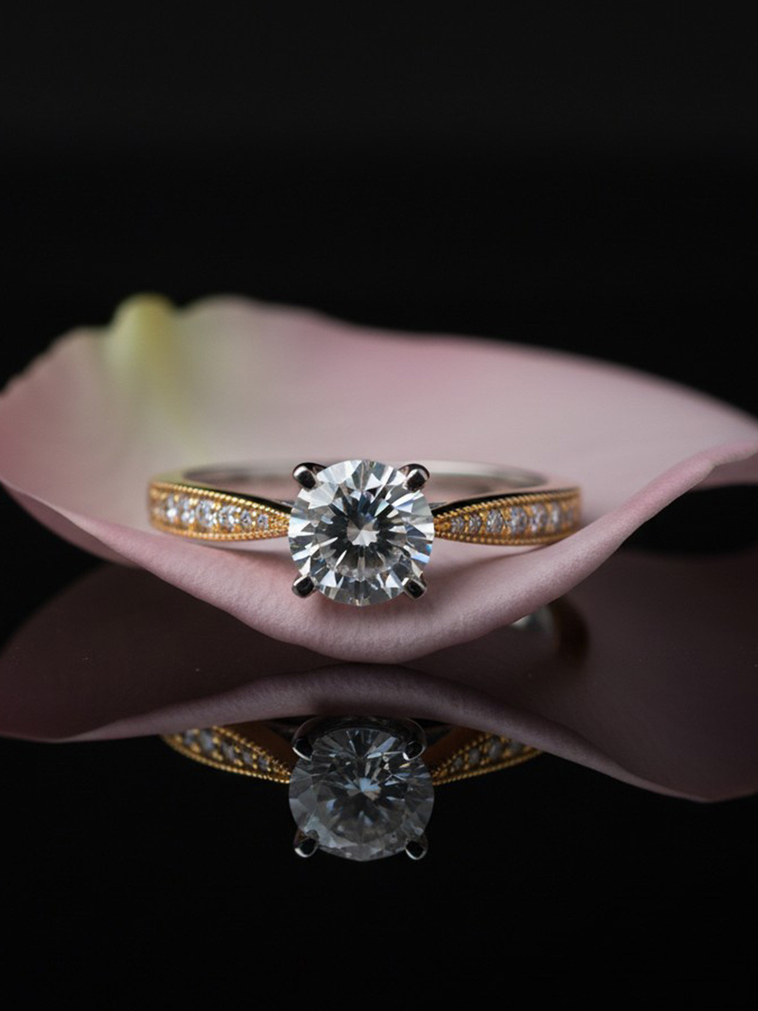 Nipura 925 Sterling Silver Gold-Plated CZ Studded Angelix Solitaire Finger Ring