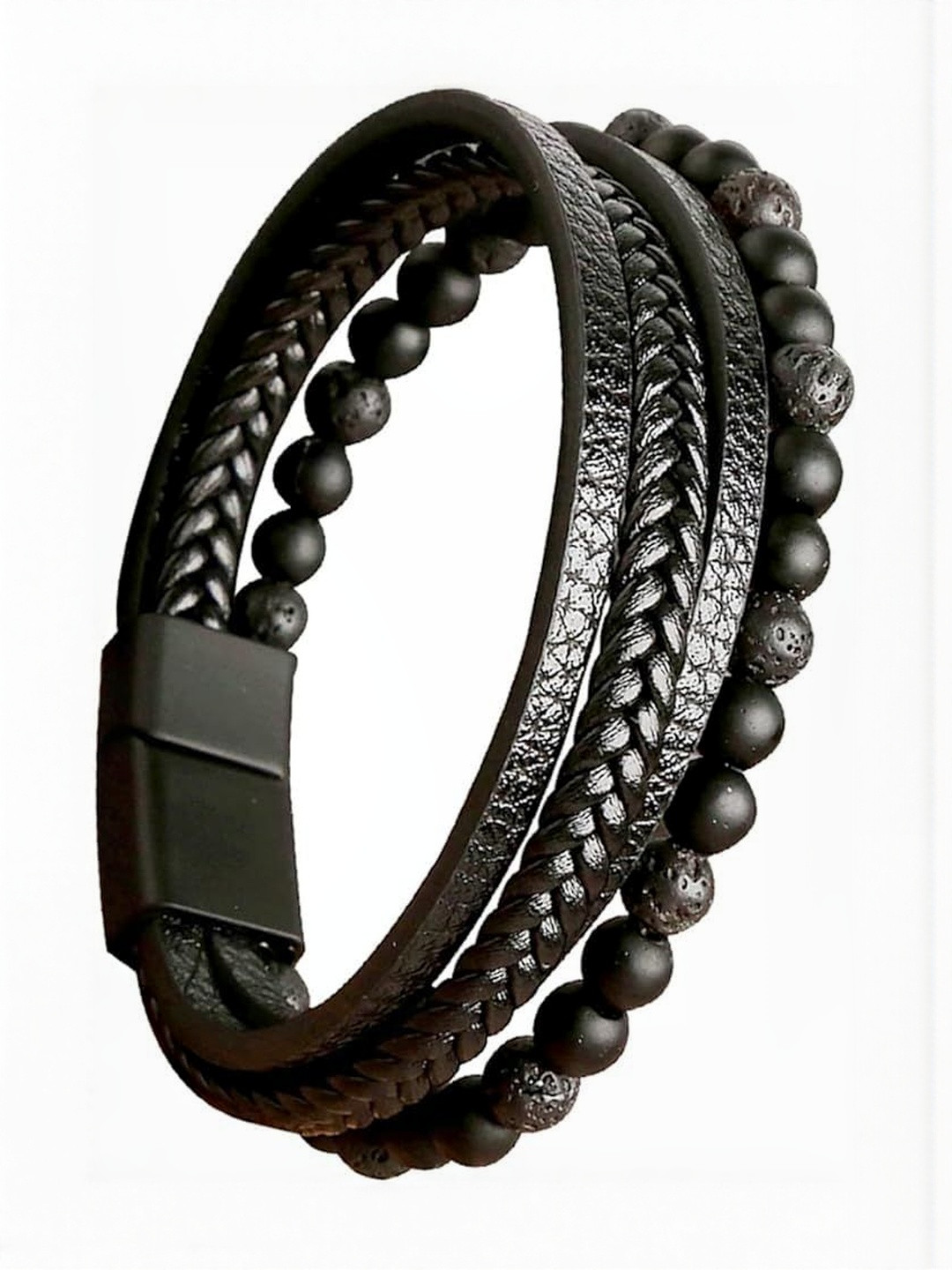 EDMIRIA Unisex Ceramic Natural Beaded Tiger Eye Matte Agate Lava Rock Bracelet