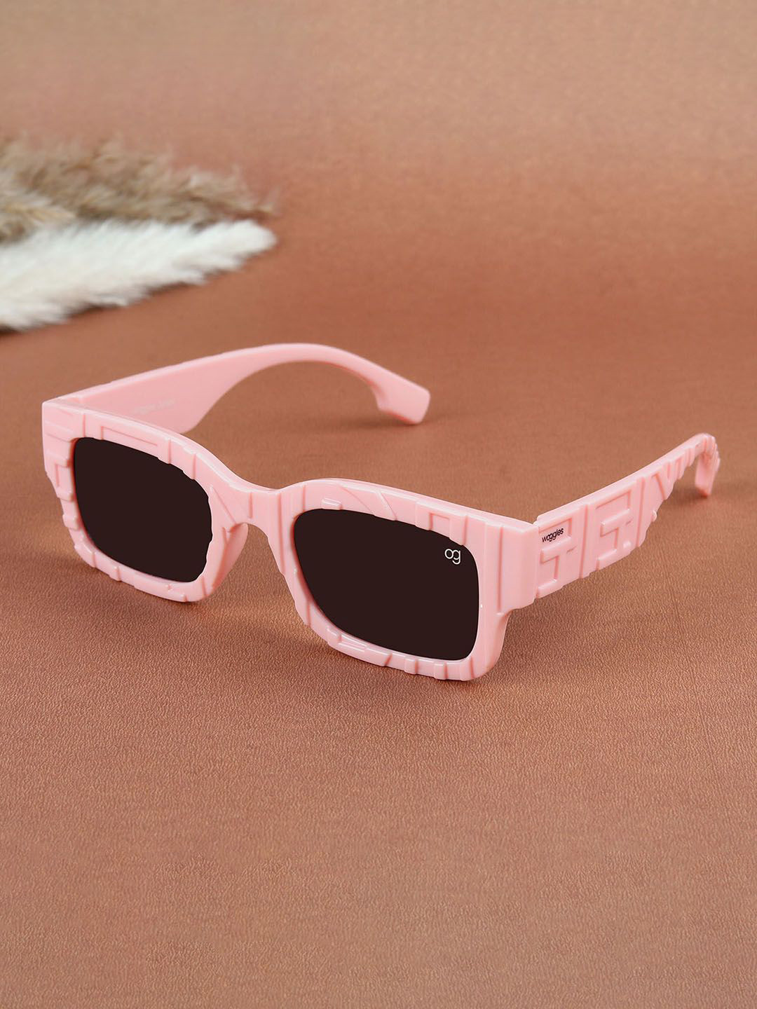 Woggles Kids Black Lens & Pink Rectangle Sunglasses With UV Protected Lens WOKD-PR-4110C1