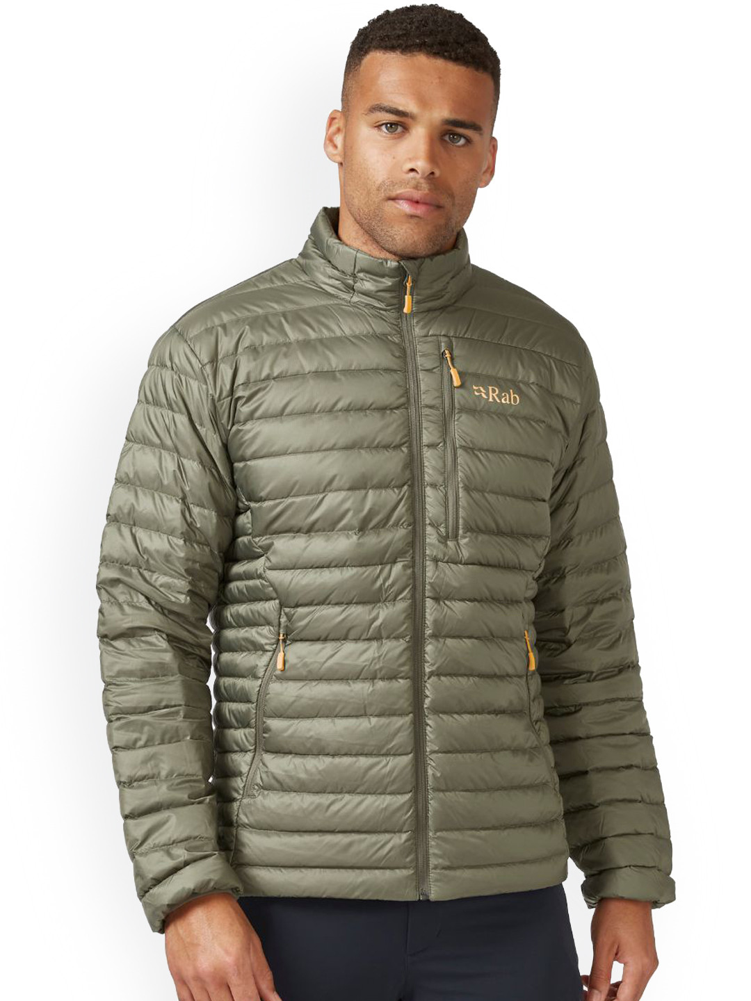 Rab Men Mock Collar Solid Lightweight Microlight Down Puffer Jacket