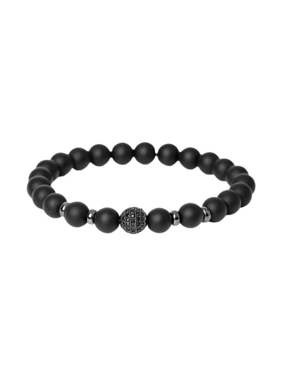 EDMIRIA Unisex Volcanic Lava & Black Matte Agate Stone Cz Micro Pave Beads Bracelets