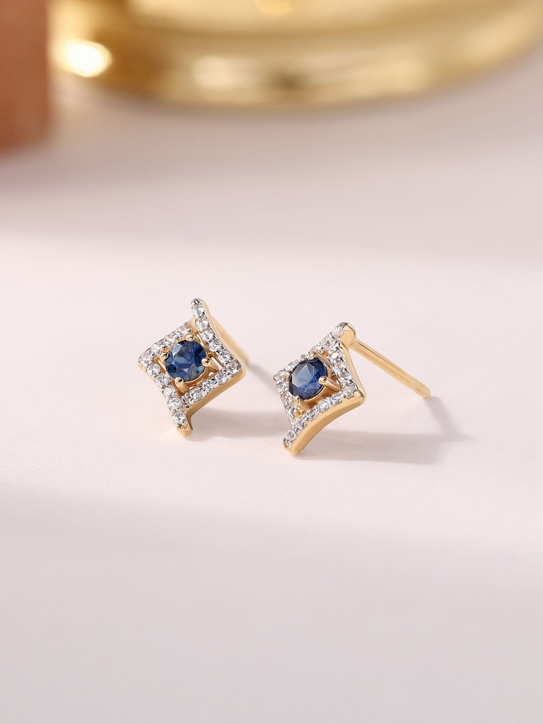 Ornate Jewels 925 Silver 18k Gold Plated Natural Blue Sapphire Precious Earring