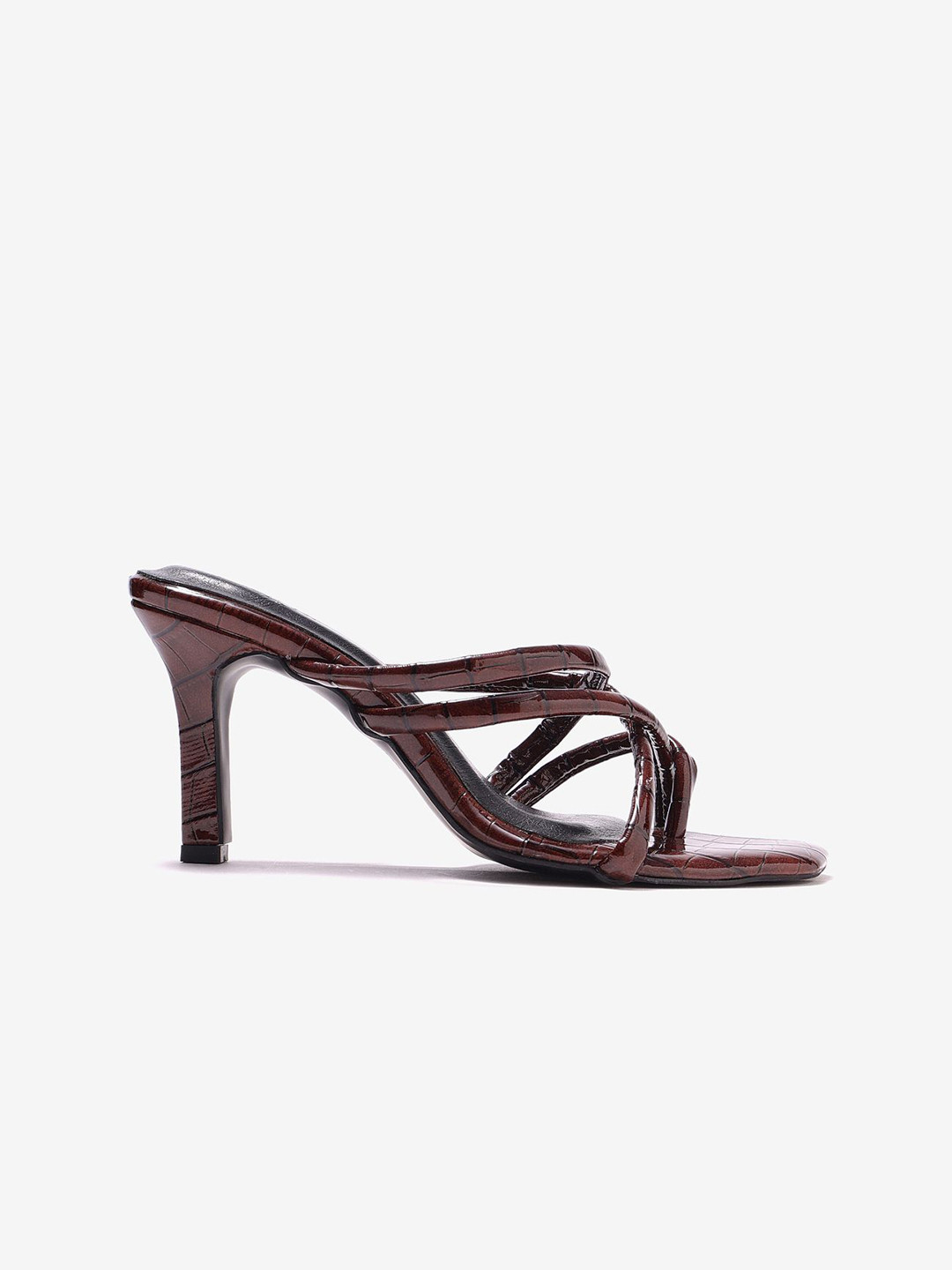 Pair ie Tales Textured Square Toe Pumps Slim Heels