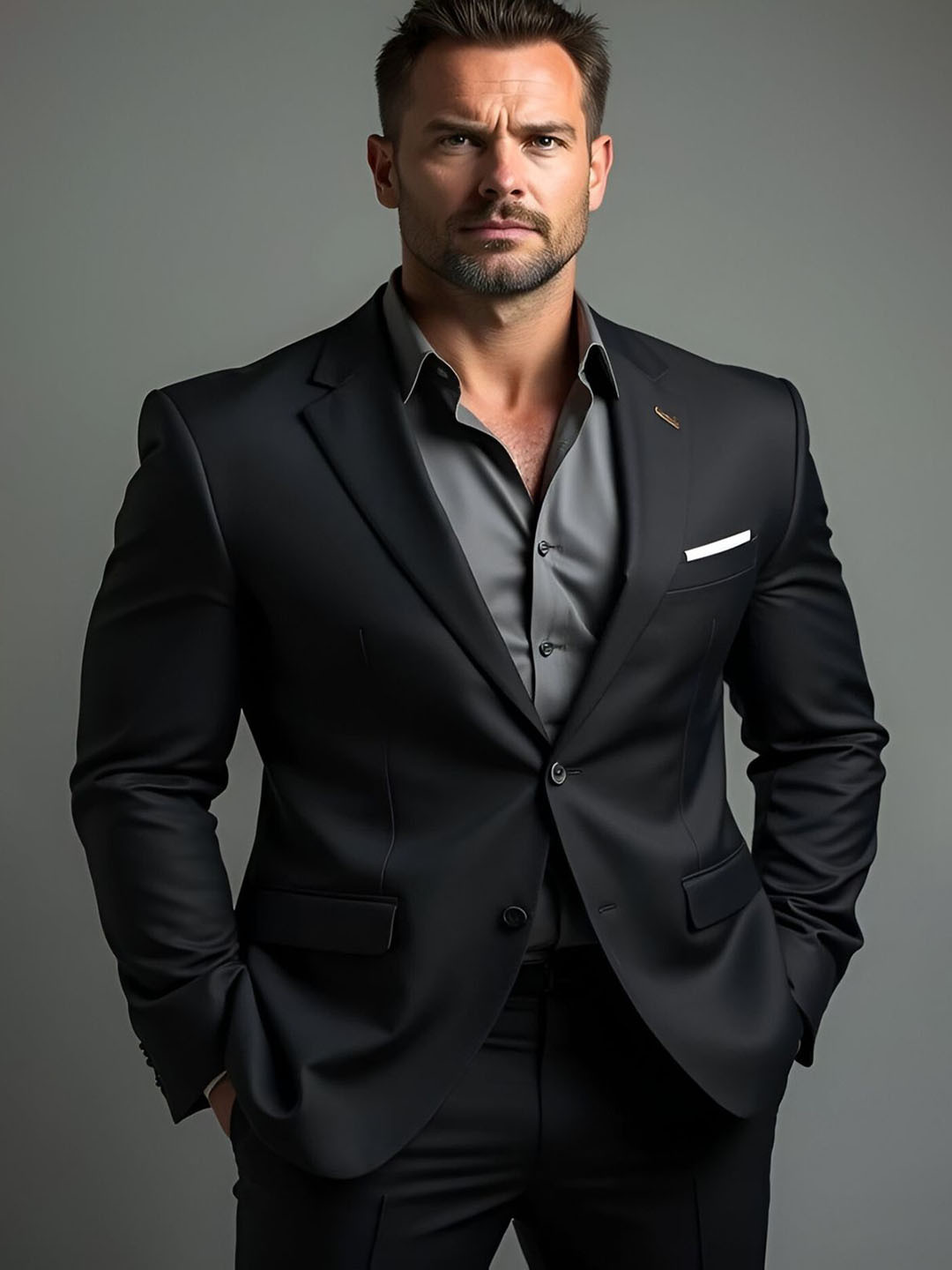 Selvis Single-Breasted Notched Lapel Collar Cotton Blazer