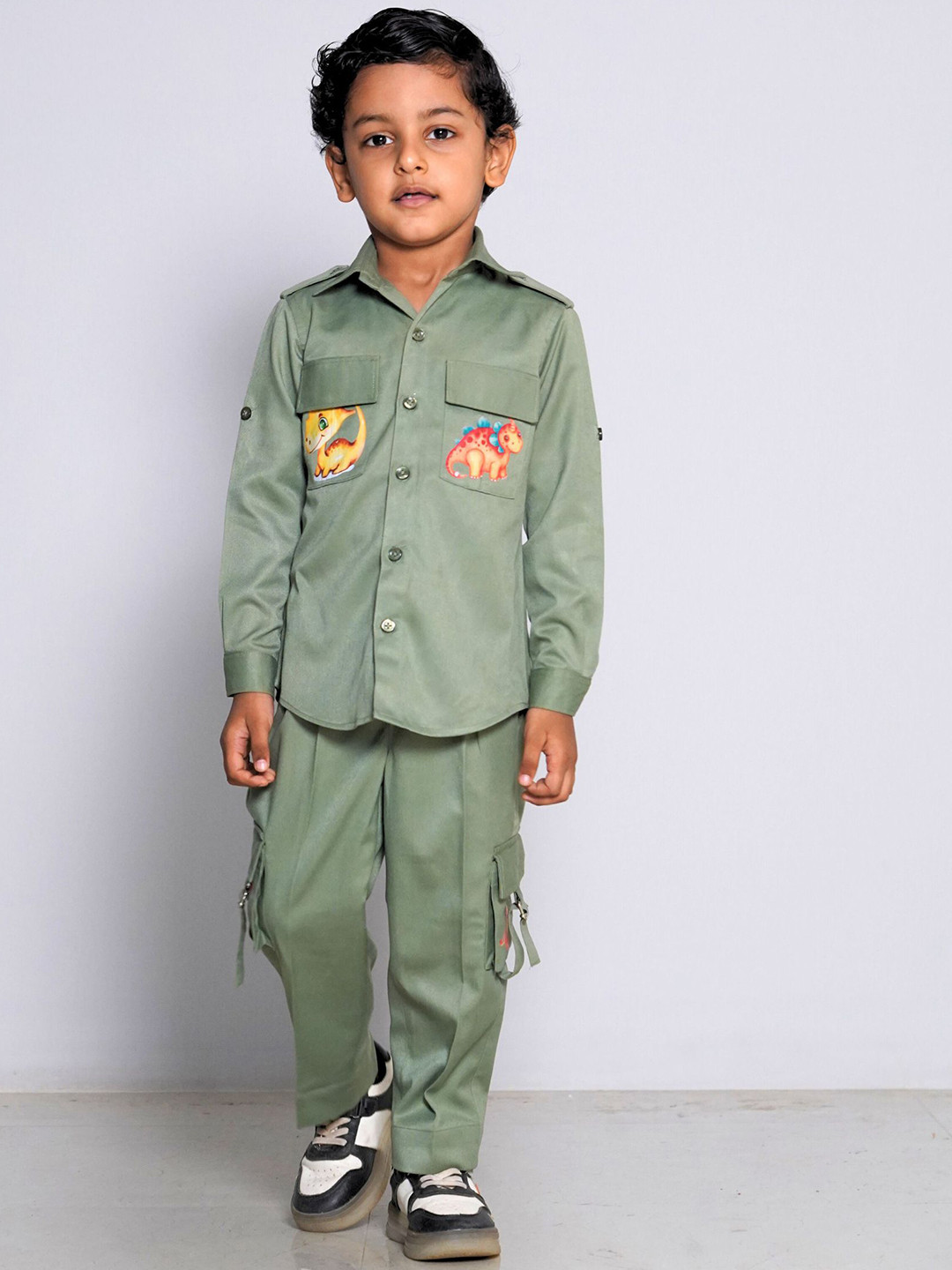 BAYA COUTURE Boys Printed Long Sleeves Shirt With Trousers