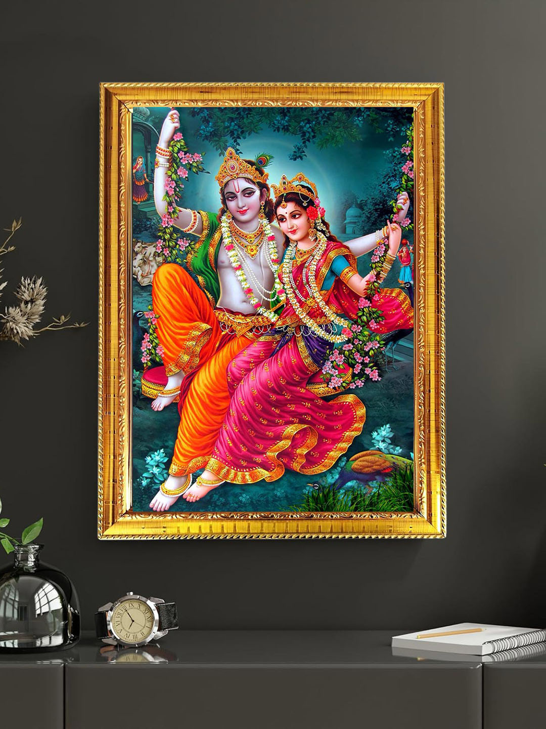blinkart Lord Krishna Radha Portrait Wall Art