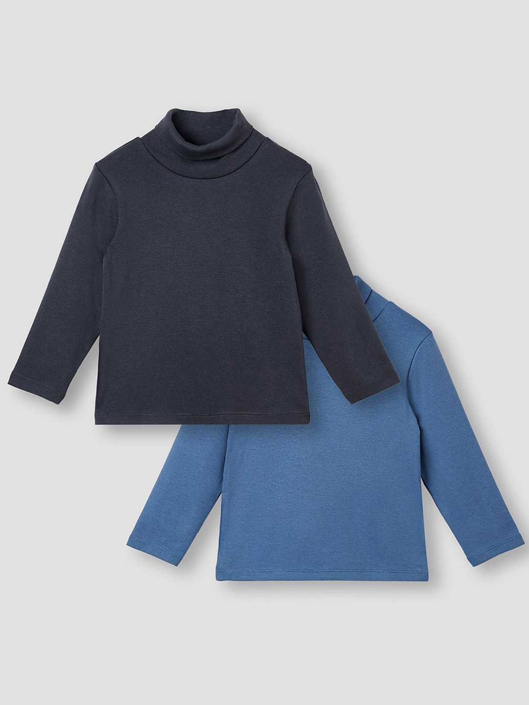 Juniors by Babyshop Boys Pack of 2 Solid Turtle Neck Cotton T-shirts