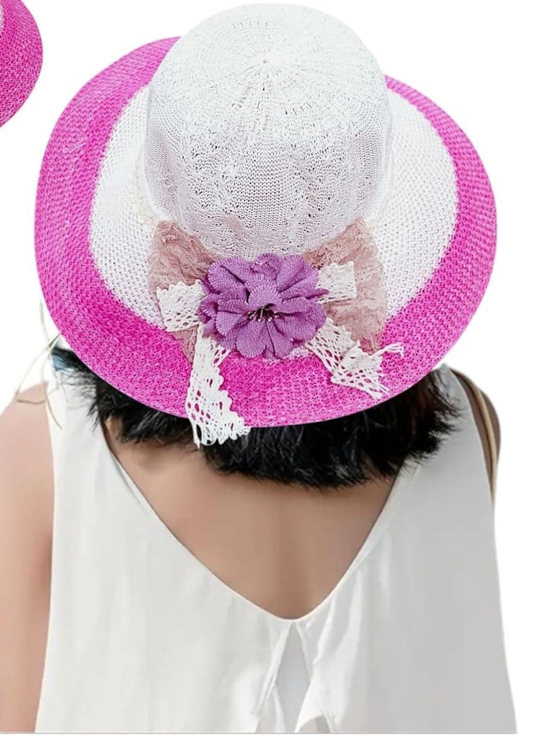 Trubliz Women Pink Sun Hat Stylish Garden Beach Cap