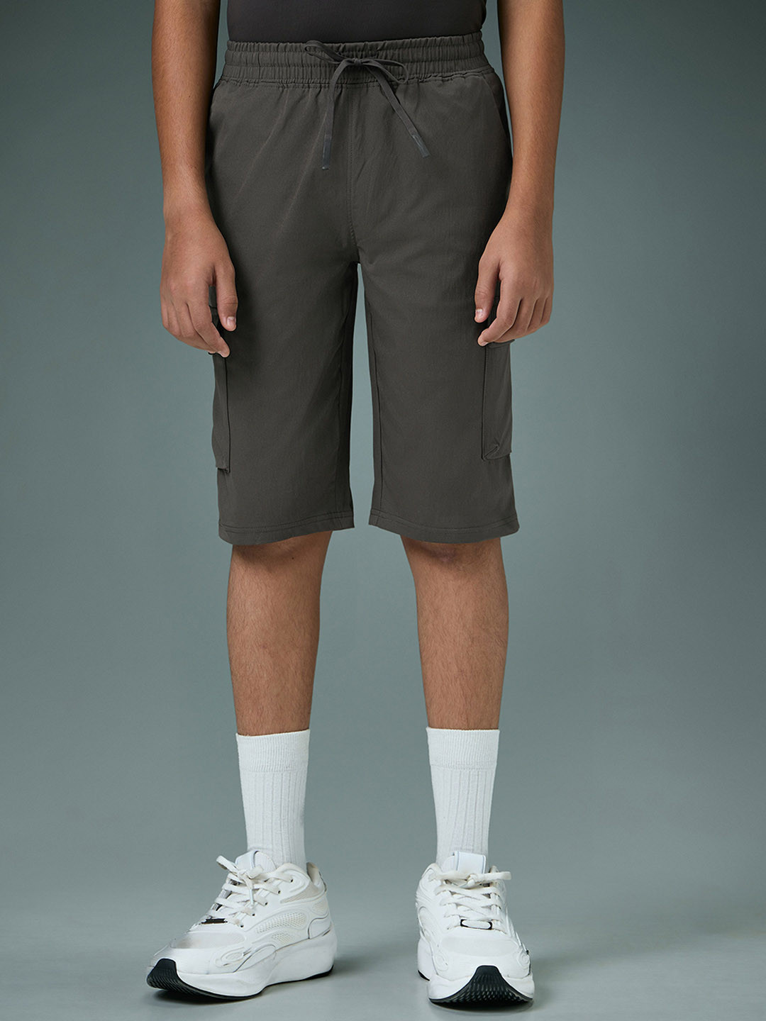 Technosport Boys Solid Slim Fit Outdoor Knee Length Cargo Shorts