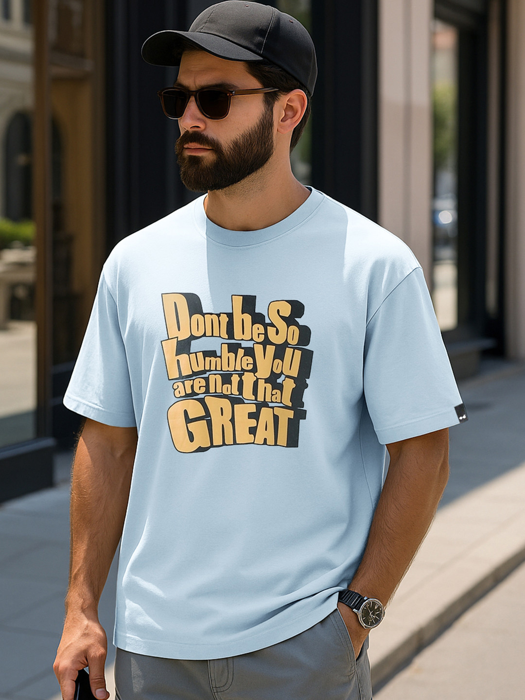 Bewakoof Oversized Don't Be So Humble Typography Printed Pure Cotton T-Shirt